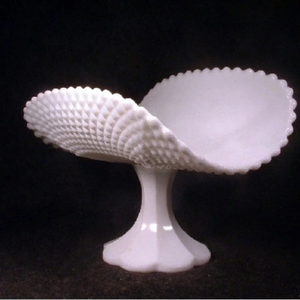 Vintage Milkglass Banana Boat Diamond Pattern